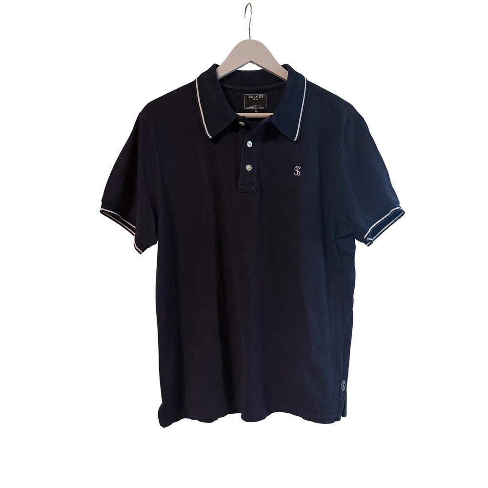 Todd Snyder Navy Blue Short Sleeve Polo Shirt Mens Medium Logo Stretch